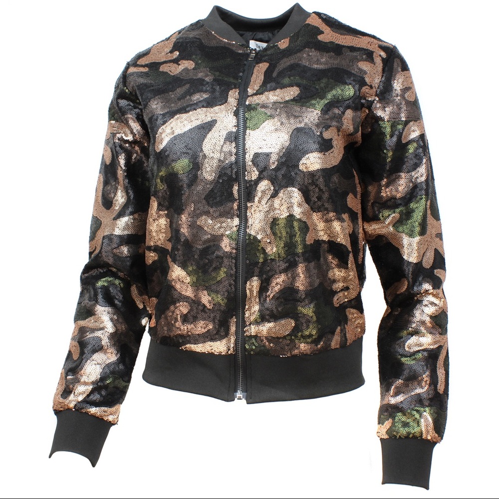 Beautiful Sequin Army Bomber Jacket NWOT Large